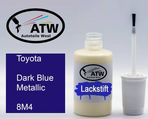 Toyota, Dark Blue Metallic, 8M4: 20ml Lackstift, von ATW Autoteile West.